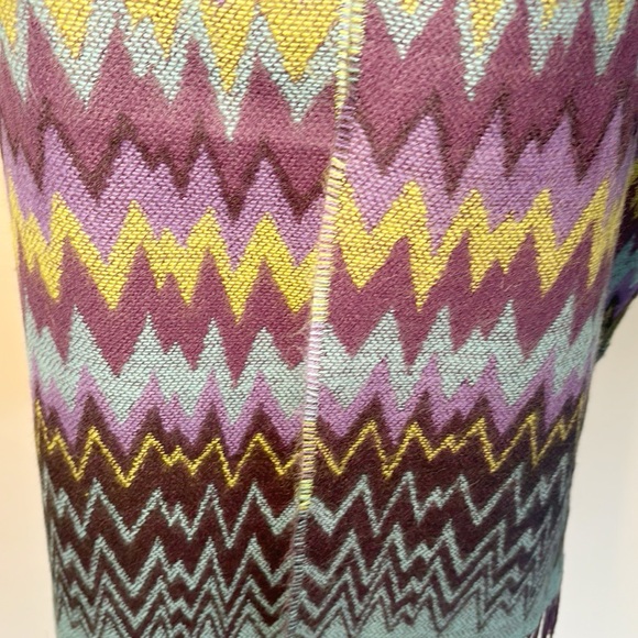 Cashmere Scarf Colorful Zig Zag Fringe - Picture 7 of 7